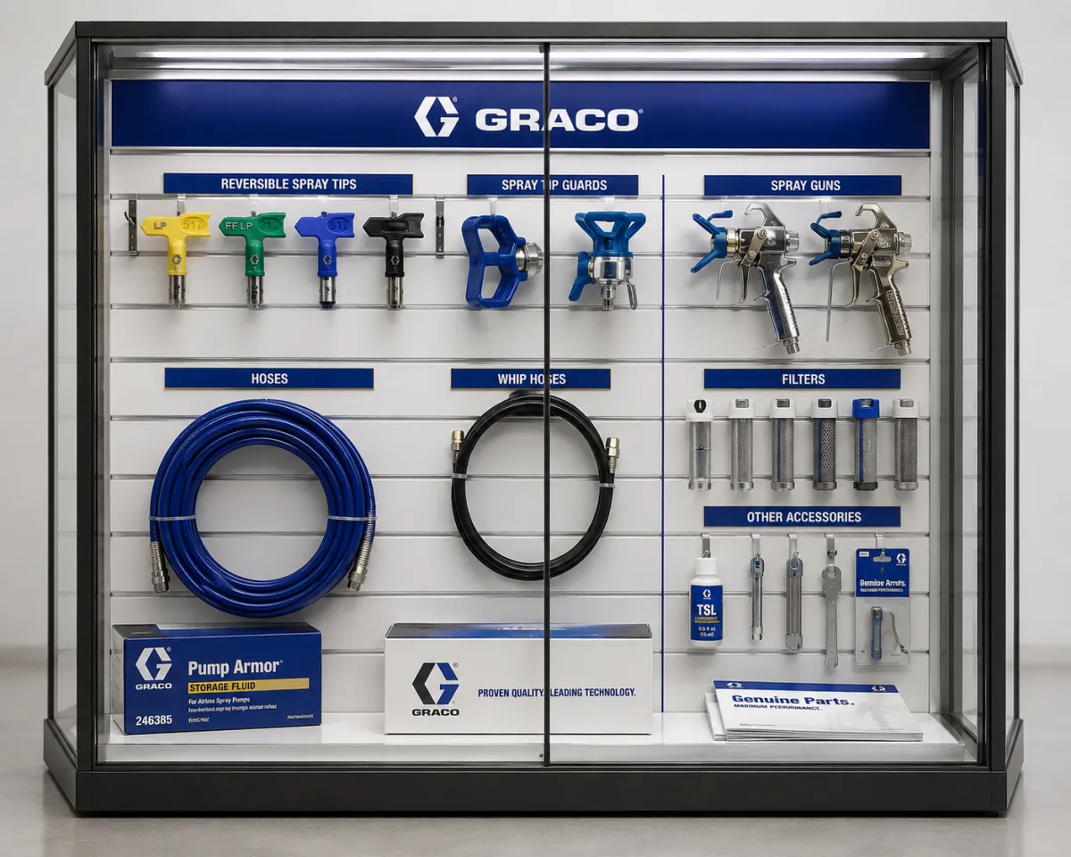 Layout of genuine OEM parts for heavy-duty paint sprayers