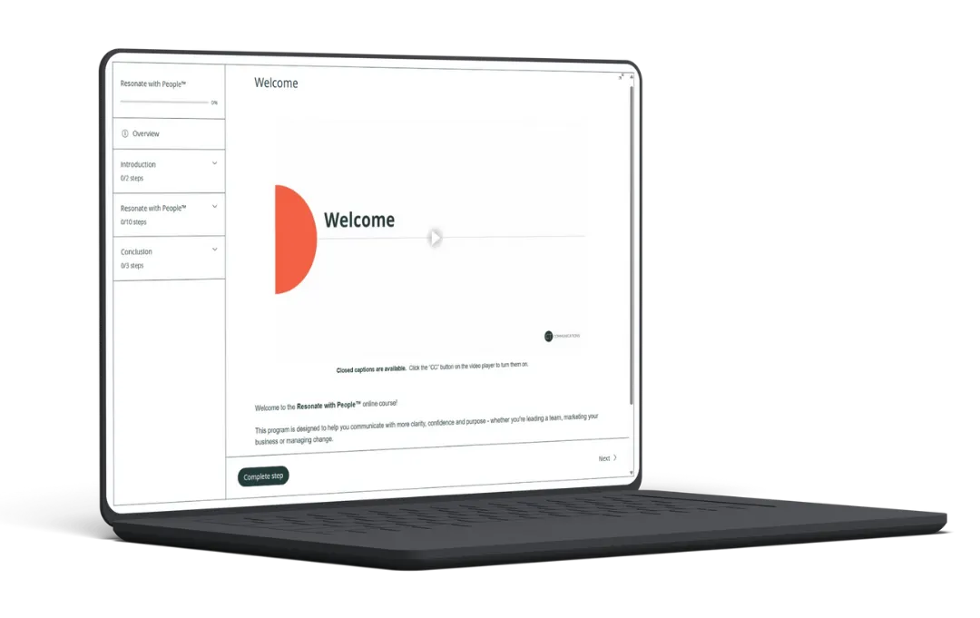 Resonate with People online course shown on laptop
