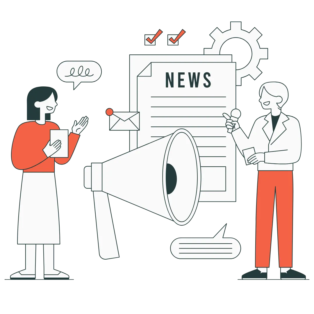 Illustration representing employee communication and marketing