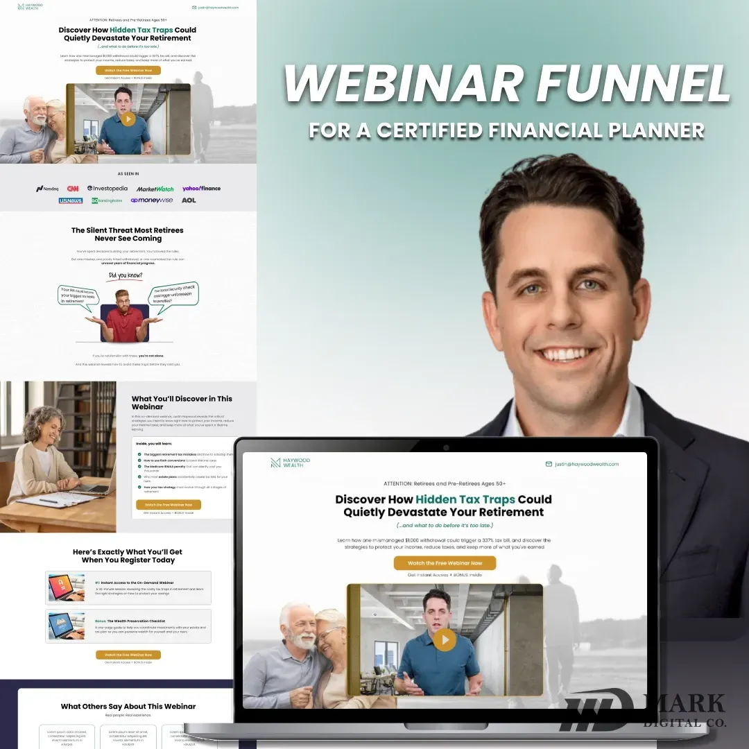 Webinar funnel for certified financial planner