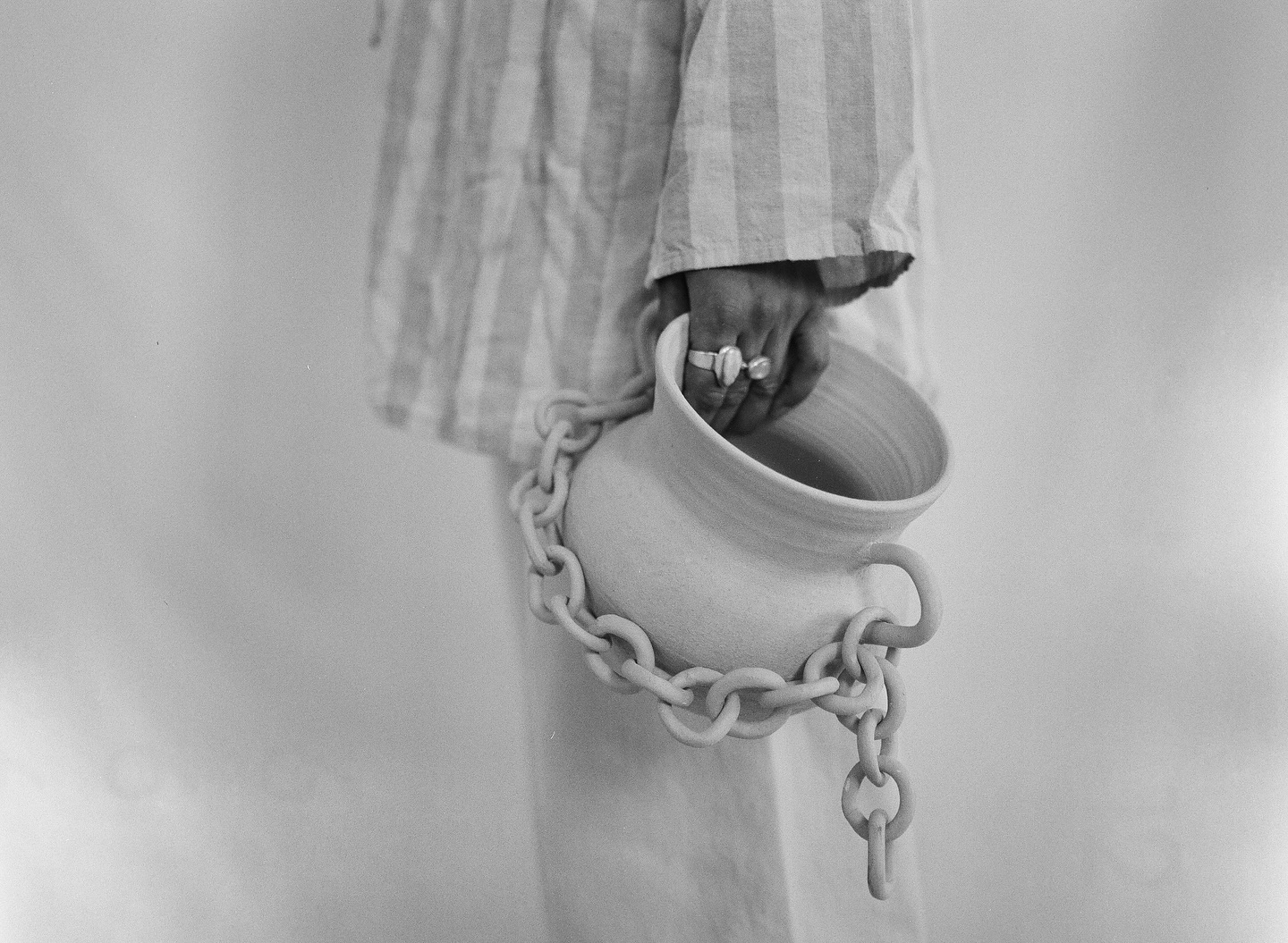 Shelves filled with pottery and clay pots