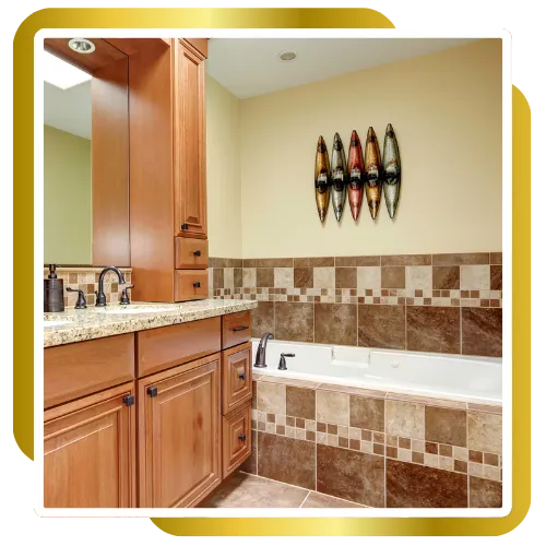 New shower tile and updated fixtures in a modern bathroom remodel