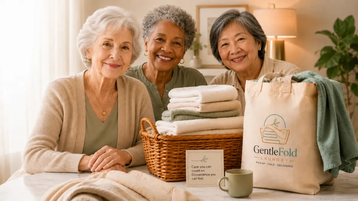 Fresh folded laundry for seniors using GentleFold Laundry