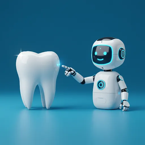 AI bot touching a tooth for the first time 