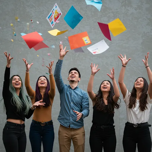 Dental marketers throwing data in the air 