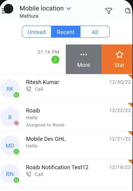incoming messages Sales pike app