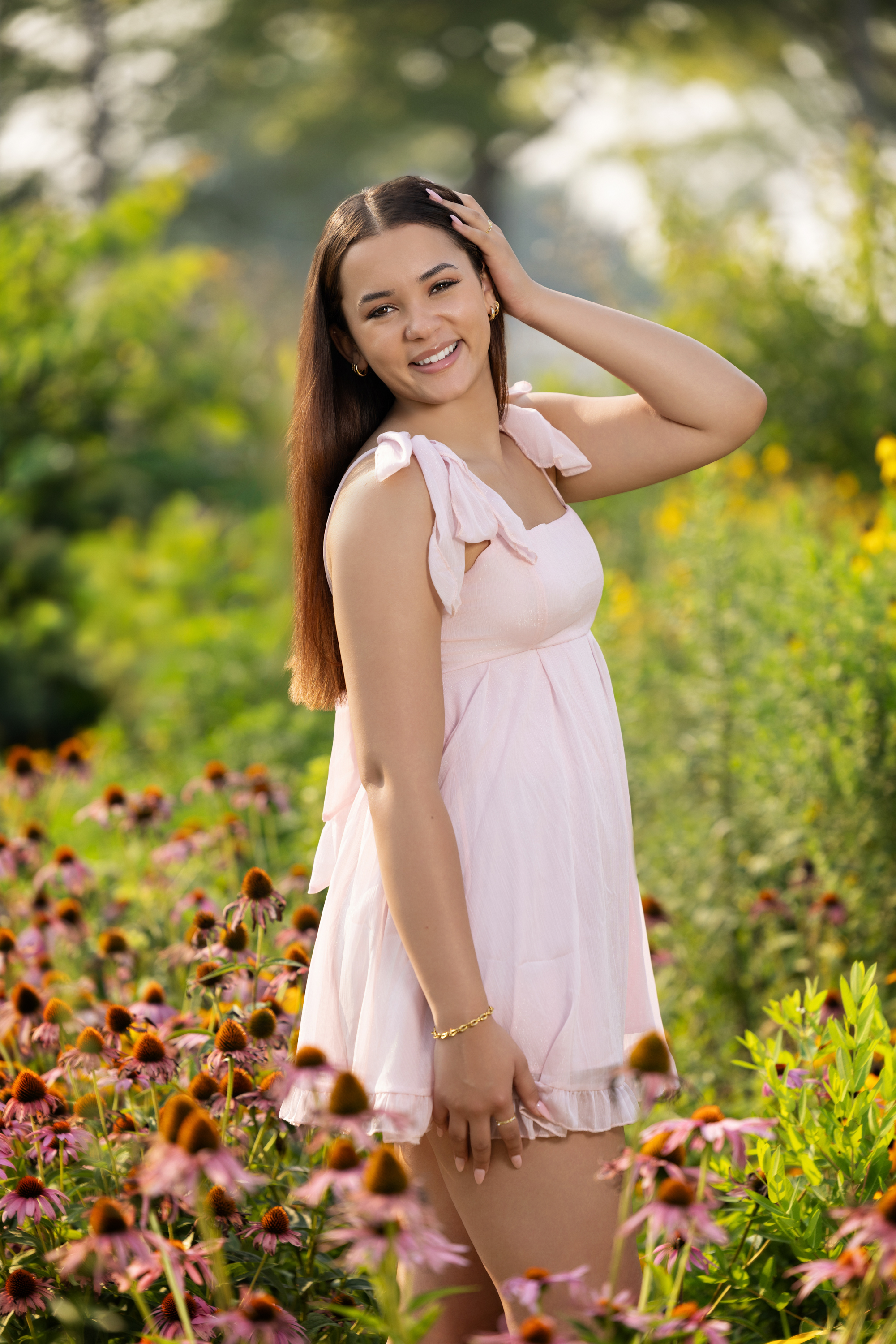 Senior guy portrait with city lights in the background