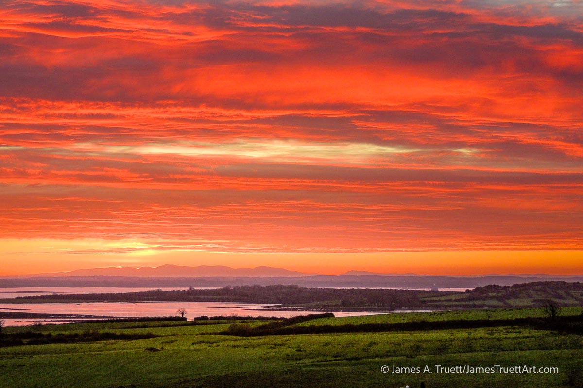 A spectacular sunrise over Ireland's Shannon Estuary.