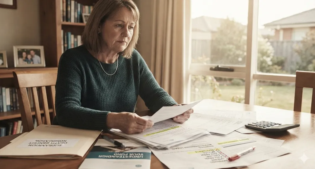 deceased wife looking through deceased husband's superannuation documents