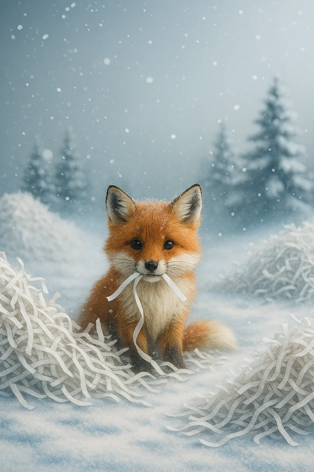 little fox enjoying winter