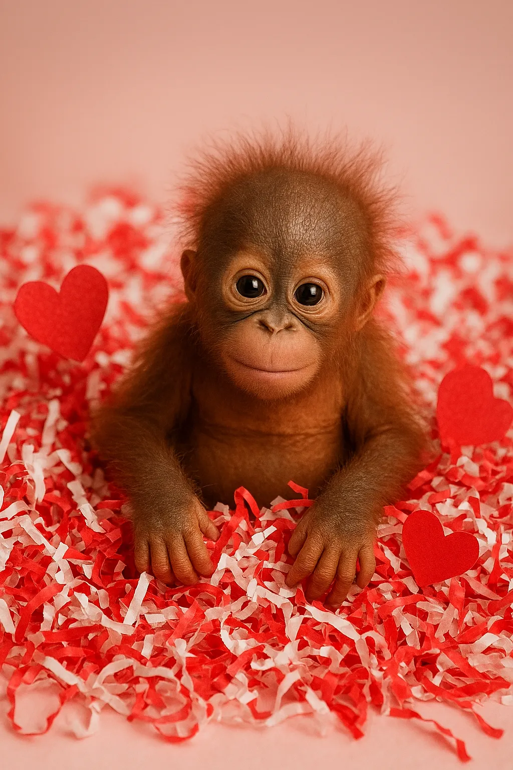 little otter playing in shredded paper