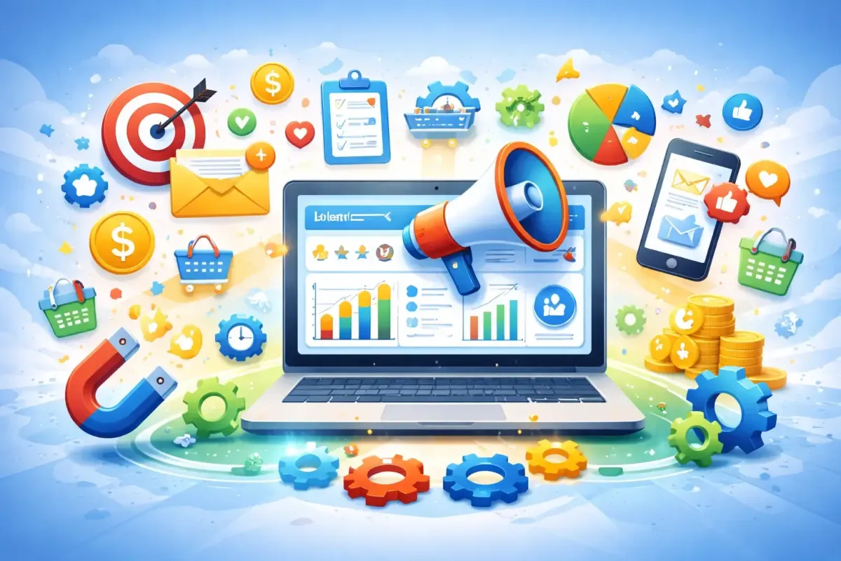 colorful graphic displaying marketing automation