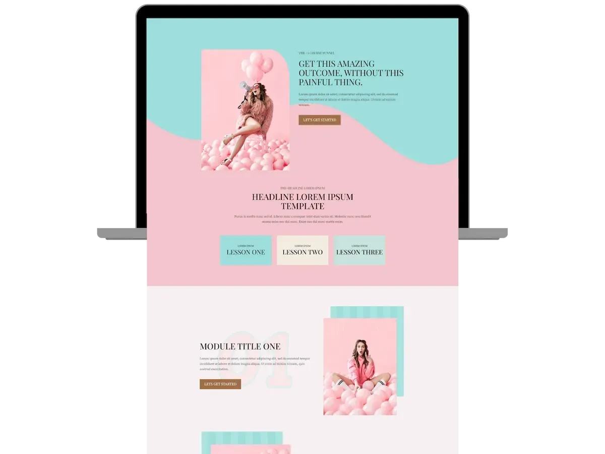 Bubblegum course funnel template preview