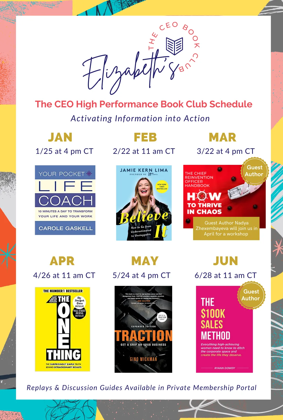 The CEO High Performance Book Club with Elizabeth Yang Schedule