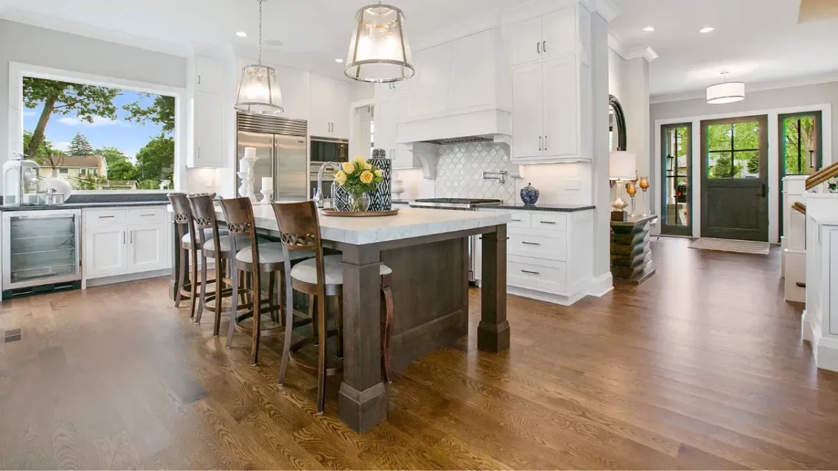 hardwood flooring installation Indianapolis IN living room with natural wood planks