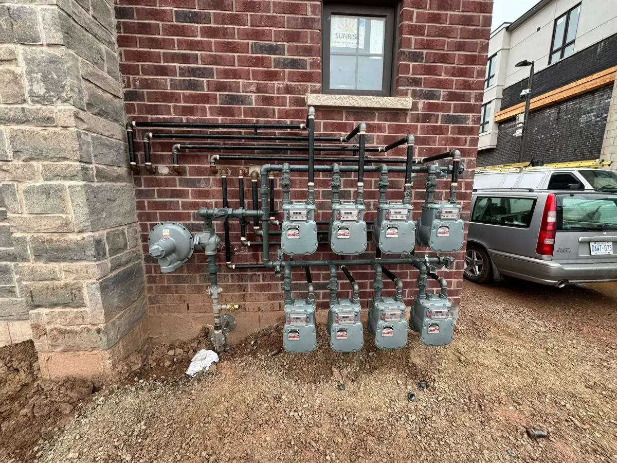 hvac gas lines for an apartment complex building