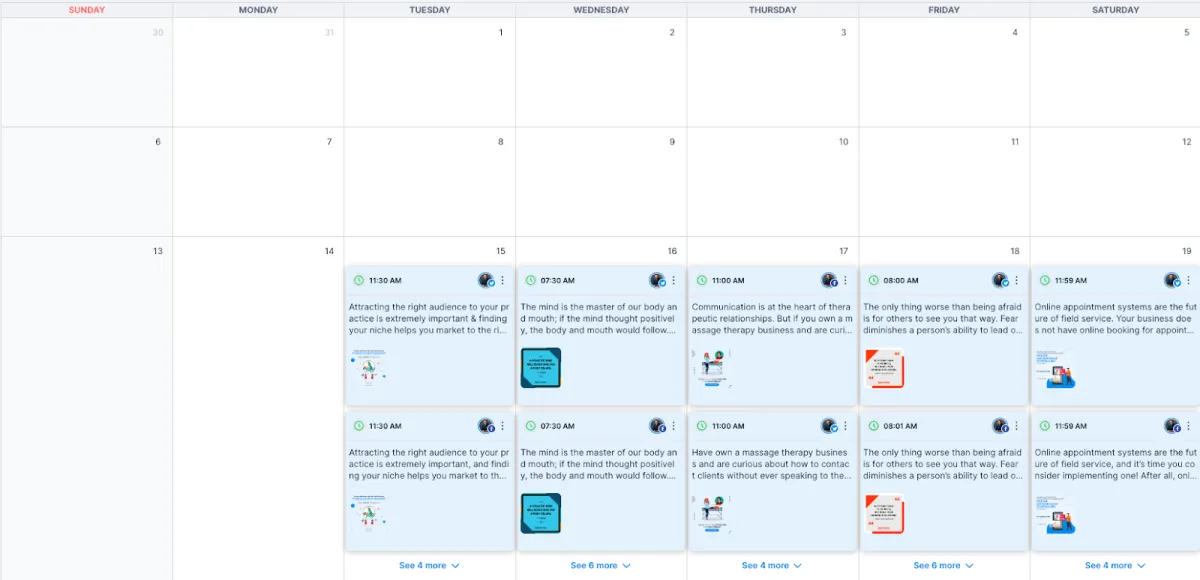 Social media content calendar tool linked to custom web design for scheduling posts and driving website traffic.