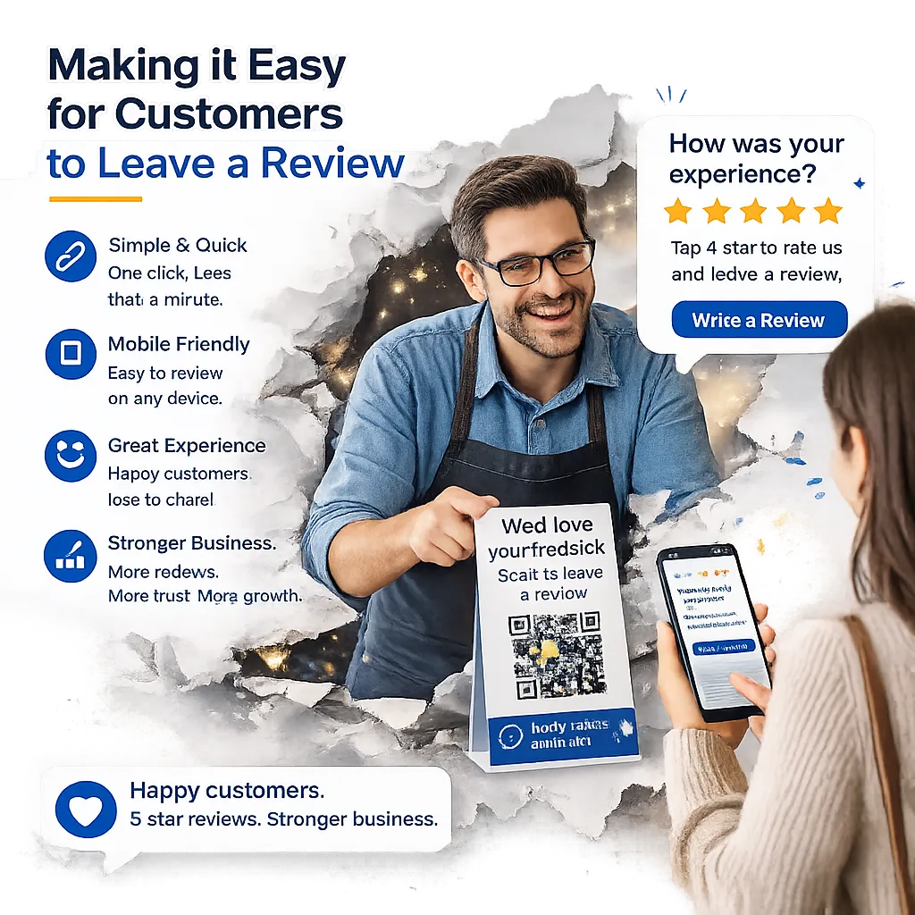 Professional consultant promoting Google review management service helping businesses automate customer feedback and increase online credibility consistently.