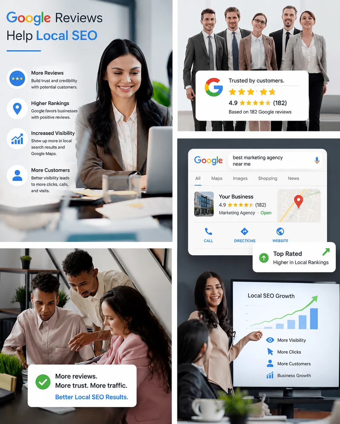 Business owner improving visibility and customer trust through strategic 5 star Google reviews and reputation management services online.