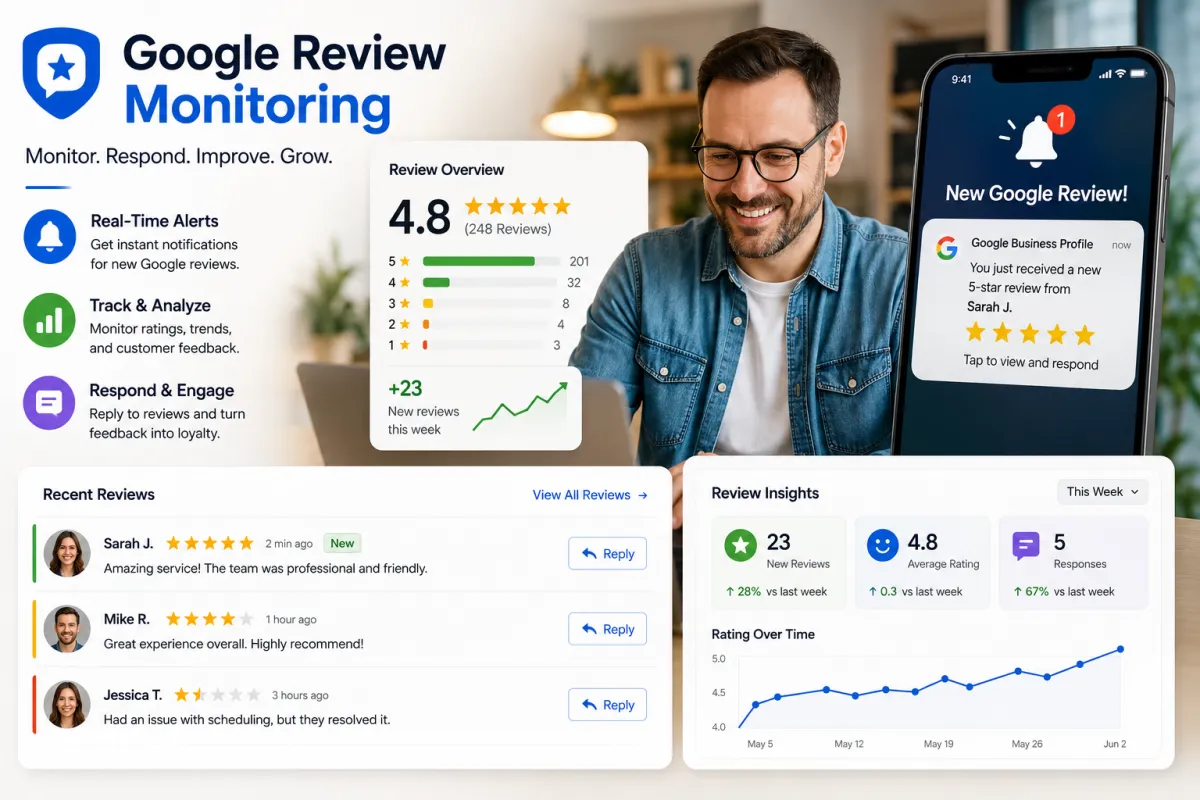 Local business improving its reputation by learning how to get 5 star reviews and increase customer trust.