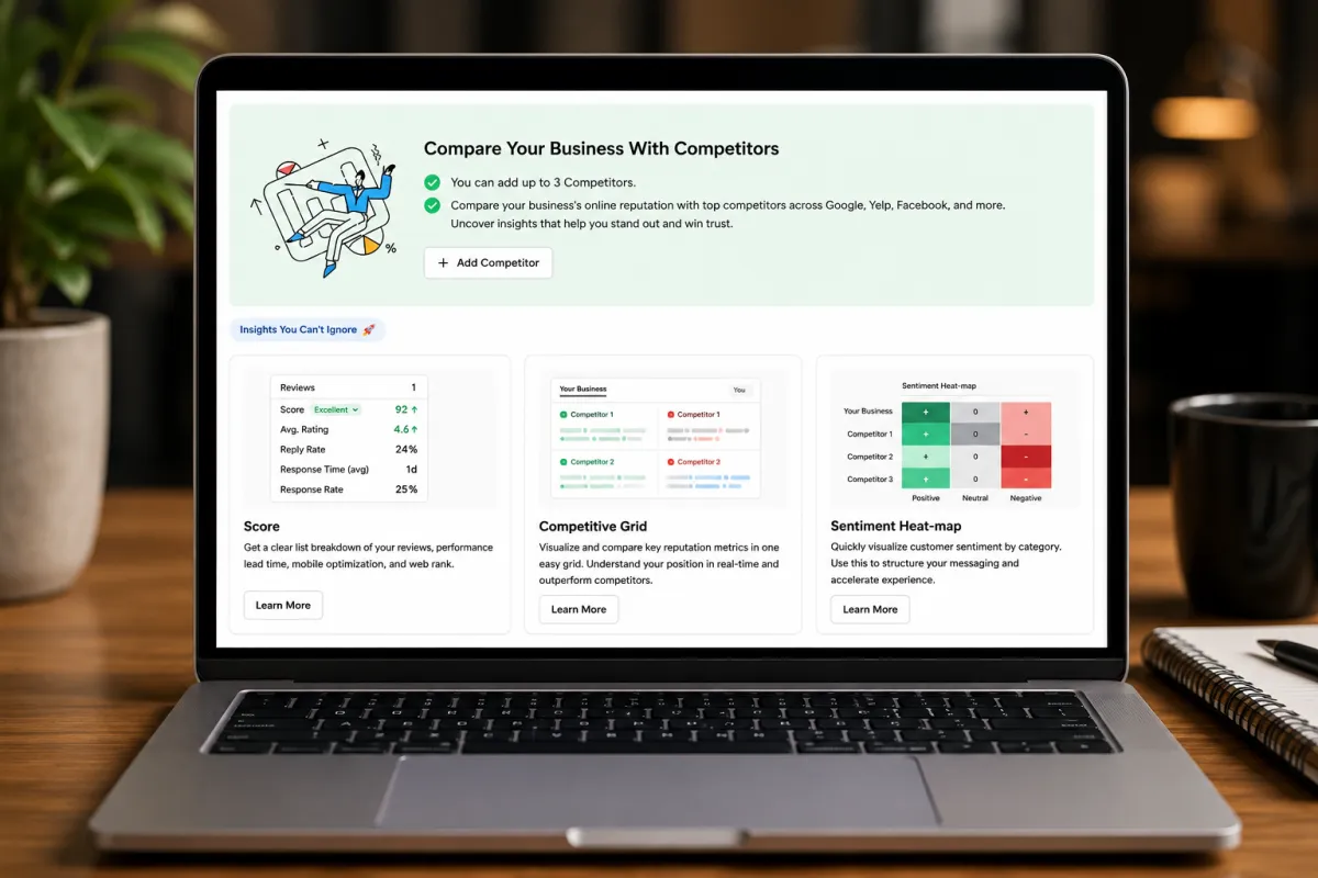 Review management service helping businesses improve local SEO.