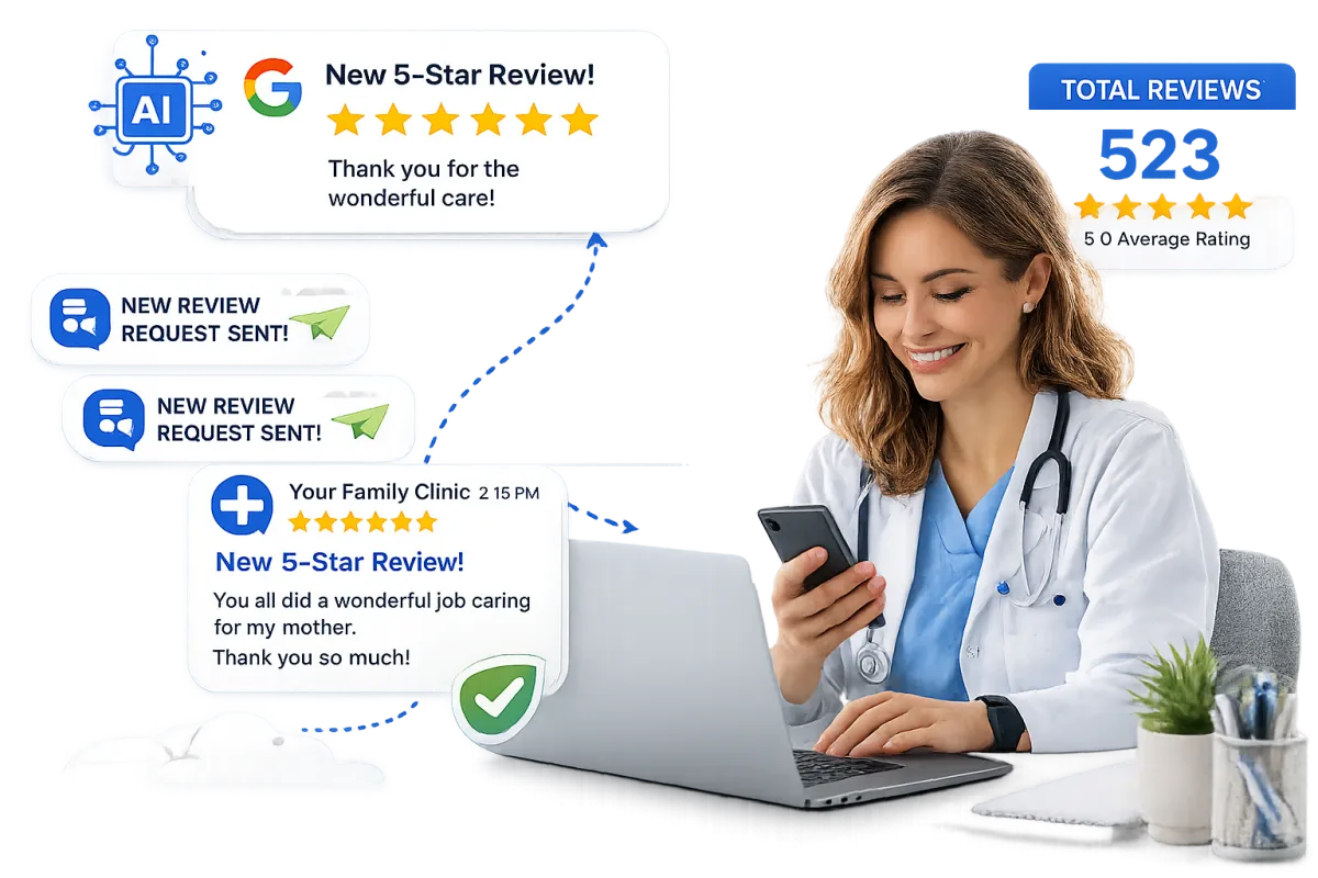 Healthcare provider monitoring Google reviews online