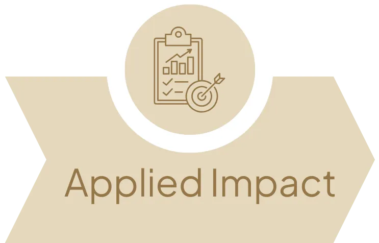 Visual for Life Unlimited Applied Impact program. Helps individuals translate alignment and purpose into meaningful action and real-world results. Clean and motivating layout highlighting strategies for creating lasting impact.