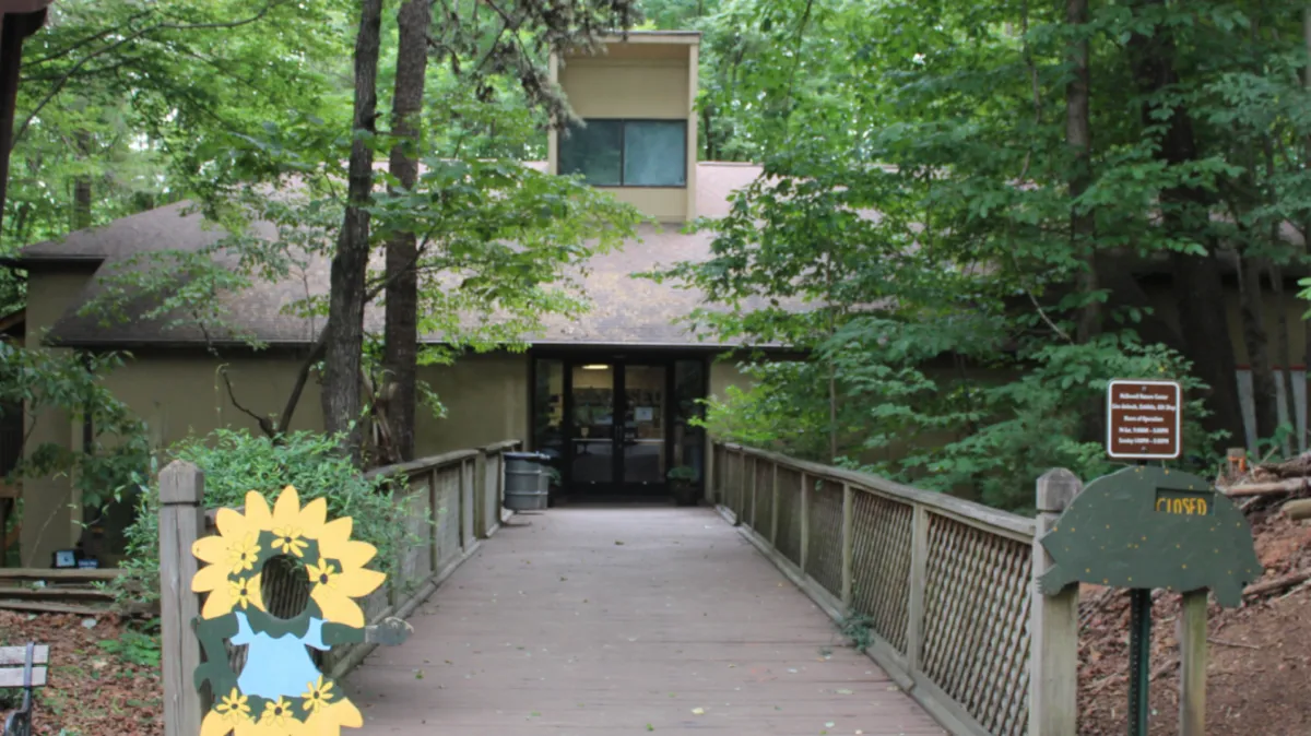 Entrance to McDowell Nature Center & Preserve near The Palisades in Charlotte, North Carolina.
