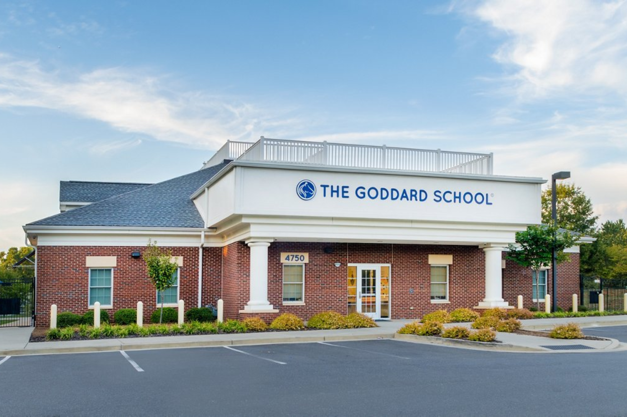 The Goddard School in Lake Wylie, South Carolina, featuring the main entrance of the private preschool with landscaped grounds and parking area.