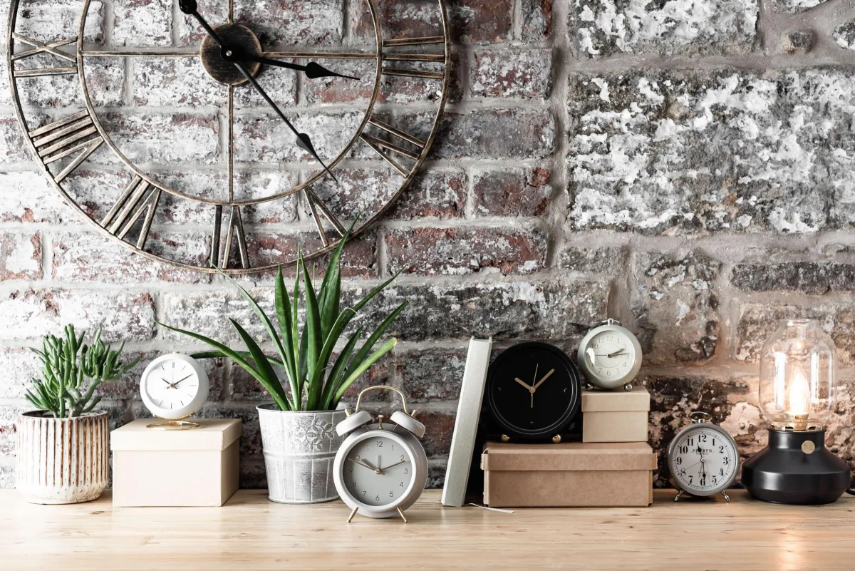 Administrative Brick Wall Clock Plants