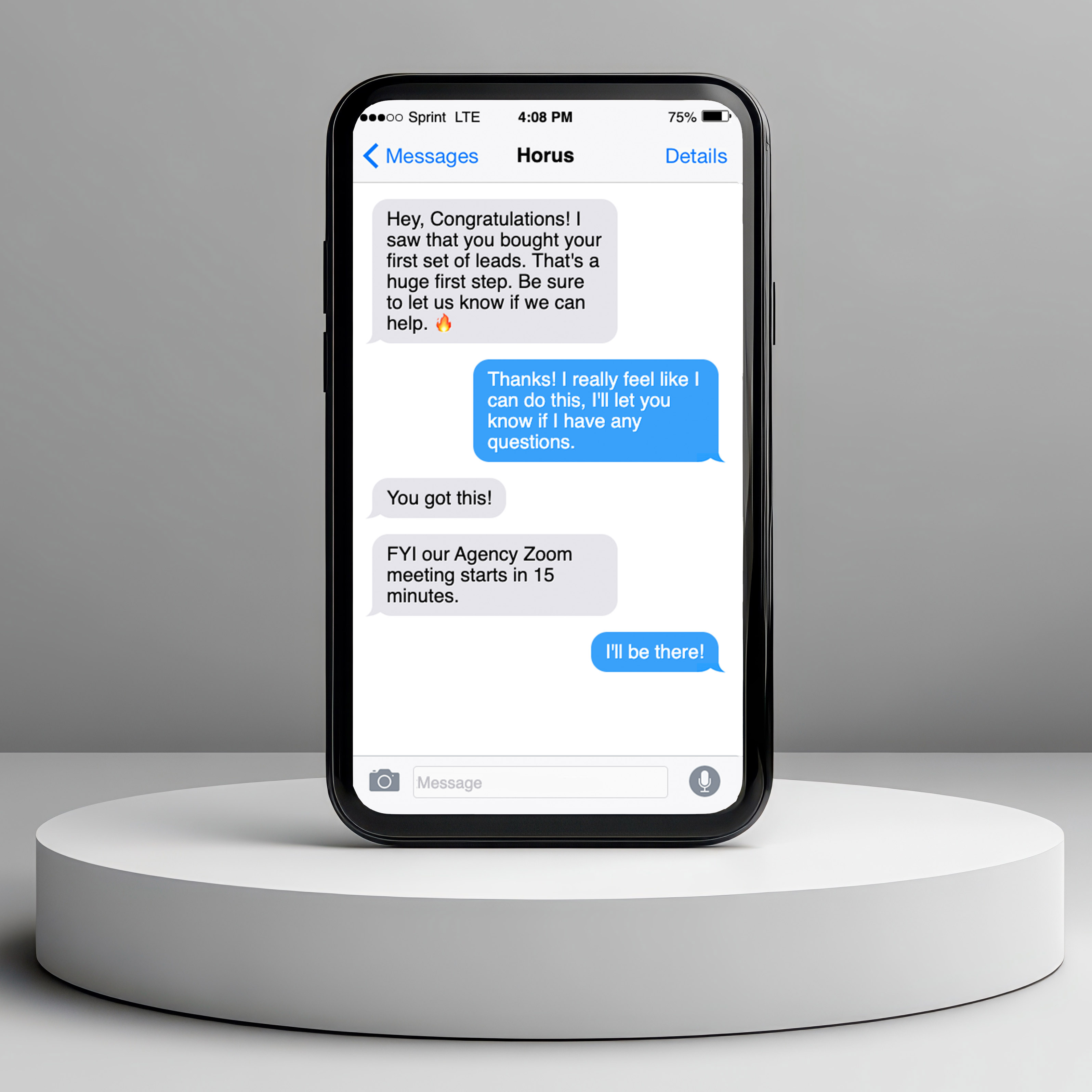 Insurance agency owner reviewing digital growth analytics on a tablet, surrounded by modern office elements and blue accents