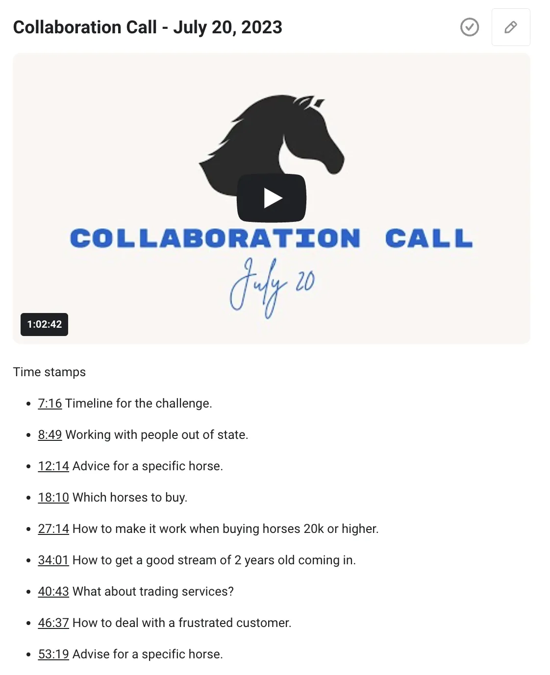 Weekly Mentorship Calls with Steve