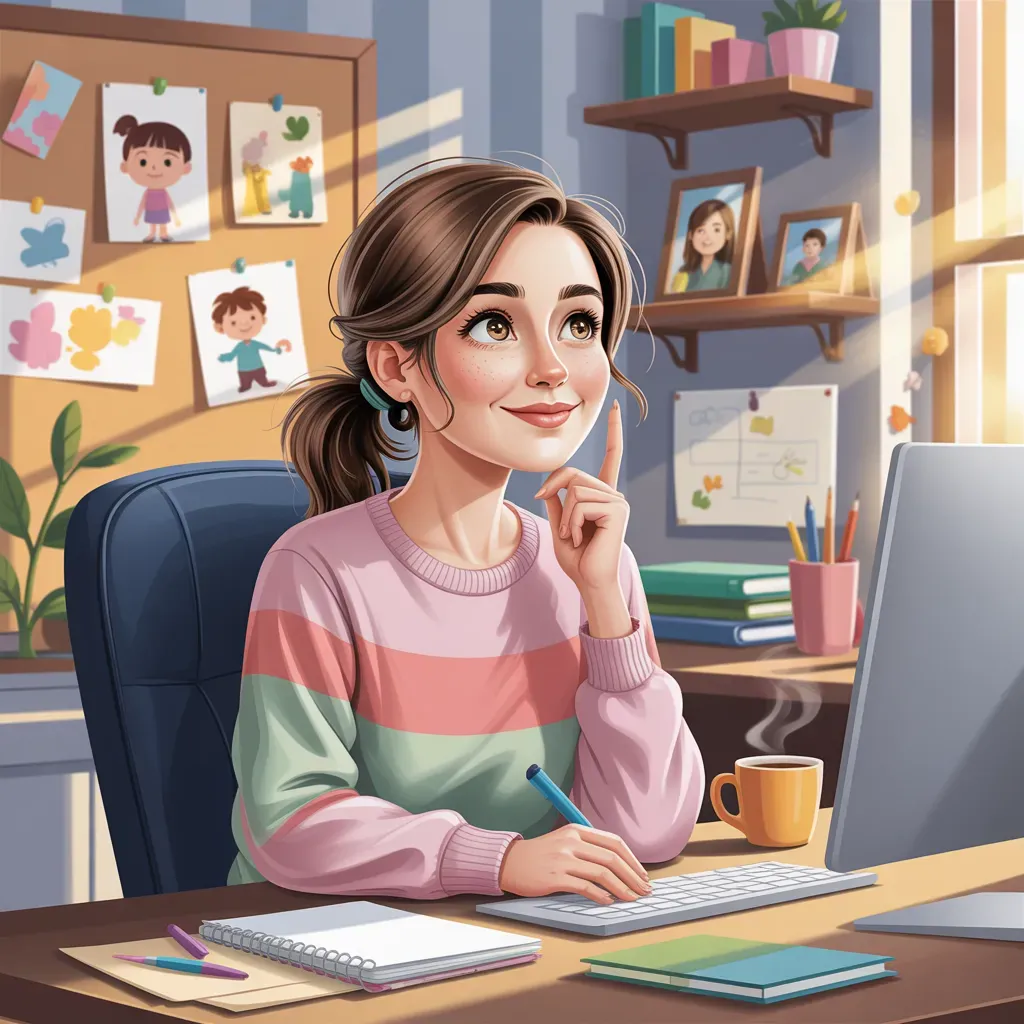 kid-niche creator mom in home office