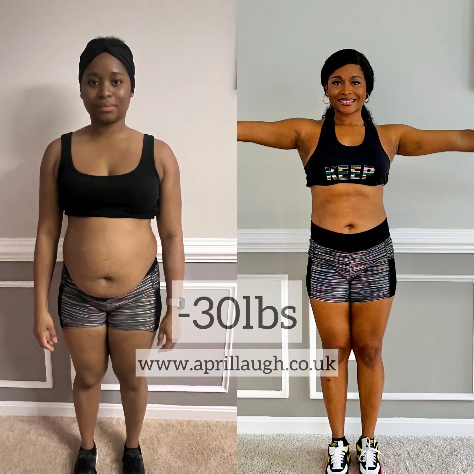 Pre-baby transformation - over 30lbs weight loss, full visible before after