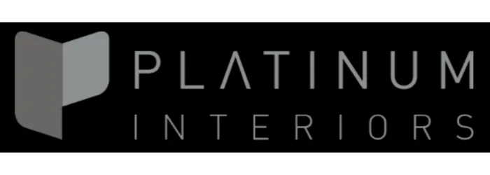 Platinum Interiors logo. The name with a silver shield to the left.