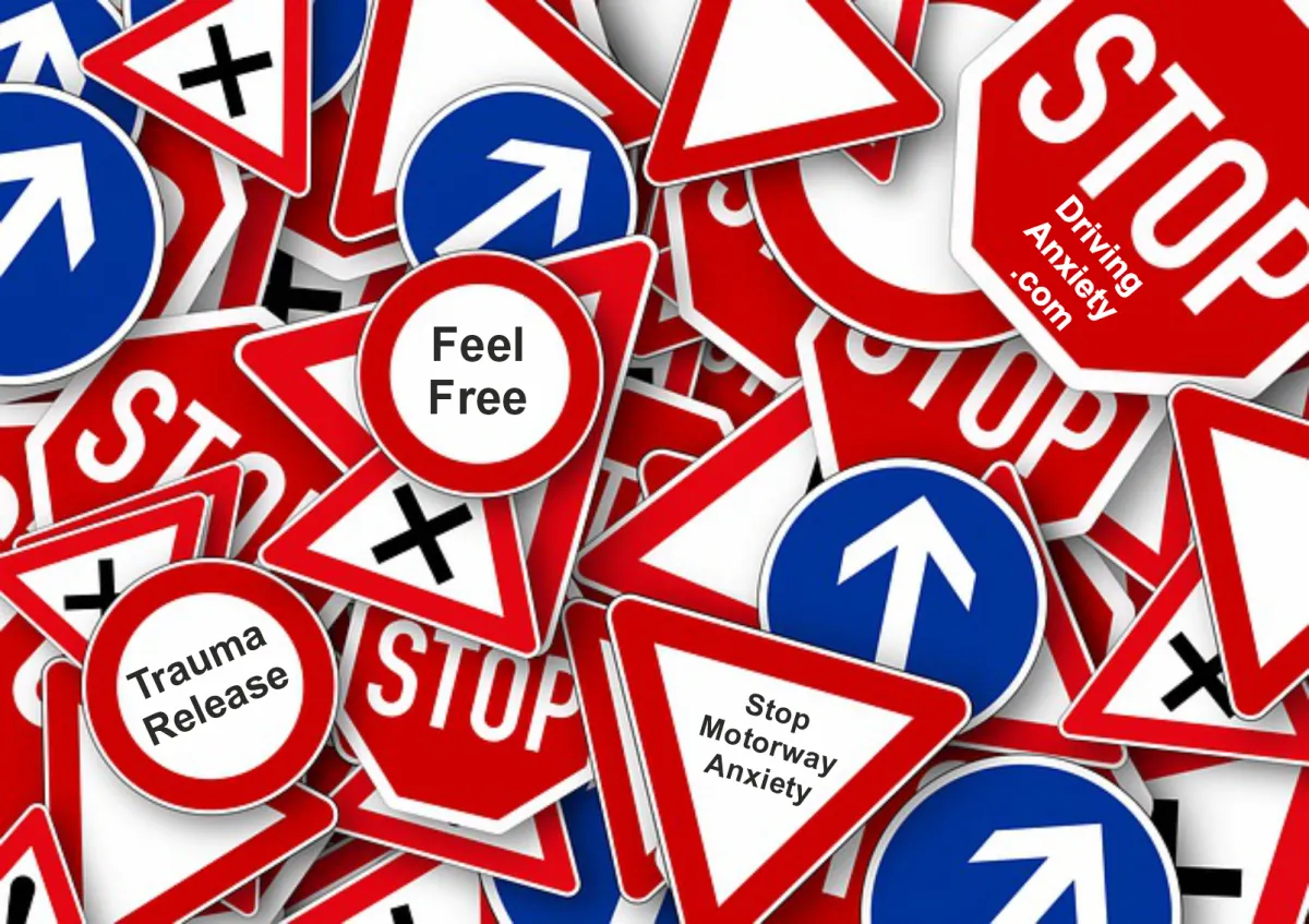 motorway driving anxiety. Road signs create panic