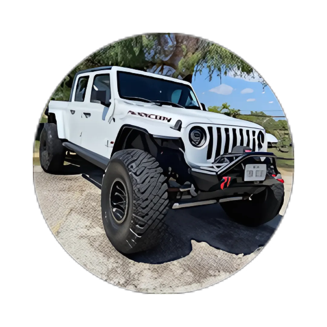 A lifted white Jeep Gladiator parked outdoors.