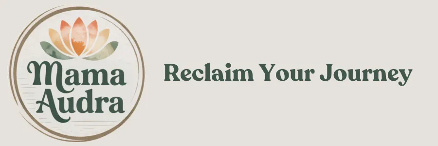 Mama Audra logo with lotus flower and tagline Living Beyond Religion