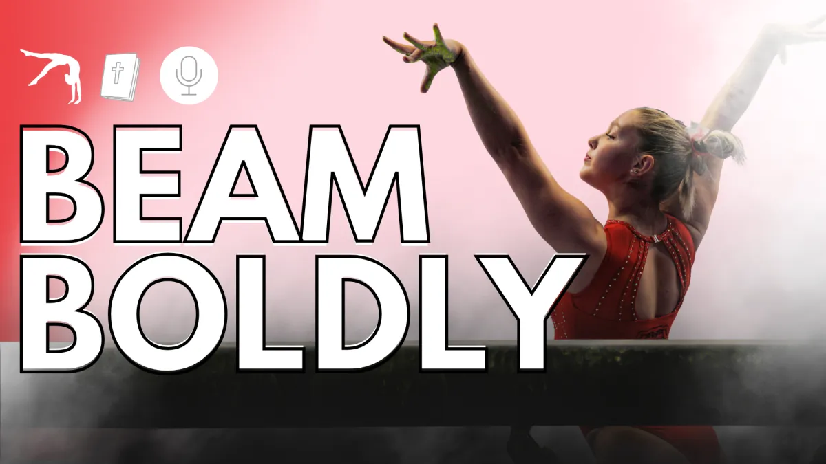 Beam Boldly logo of Christian gymnastics podcast by Brooke Gleichowski