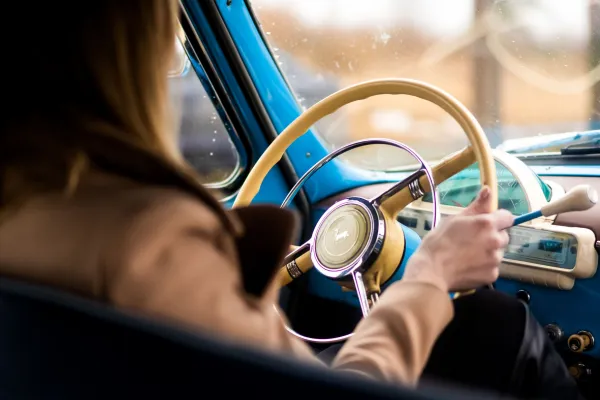 Lady driving a car