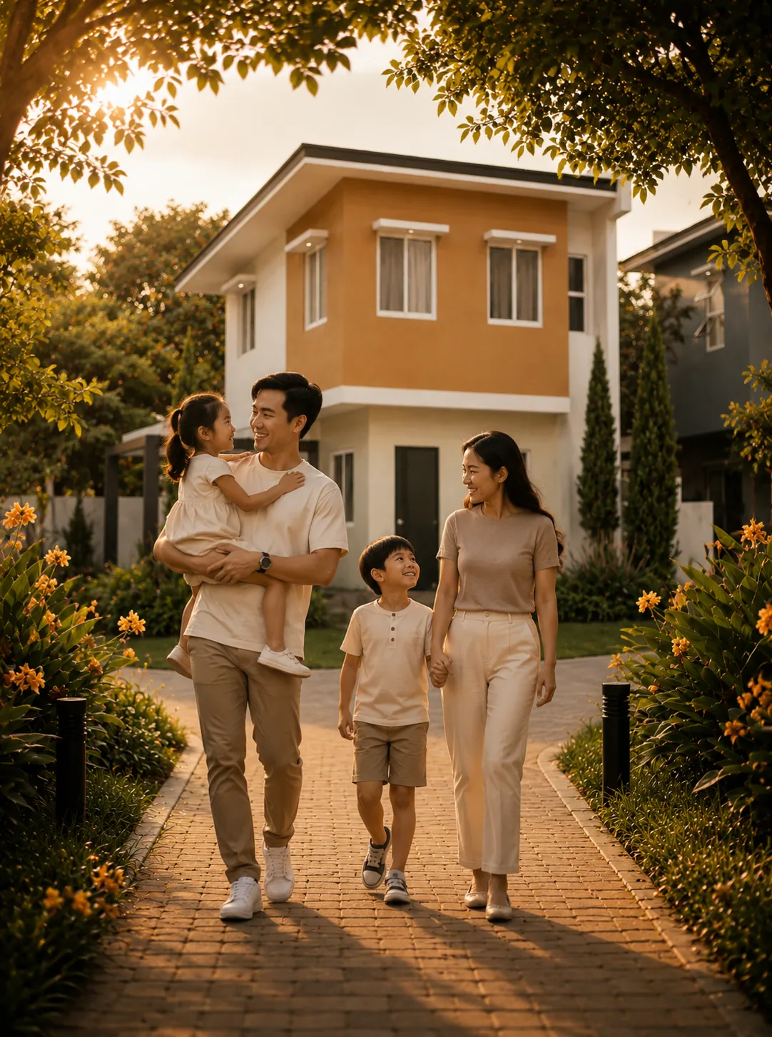 Filipino family enjoying the modern tropical lifestyle at La Sonrisa