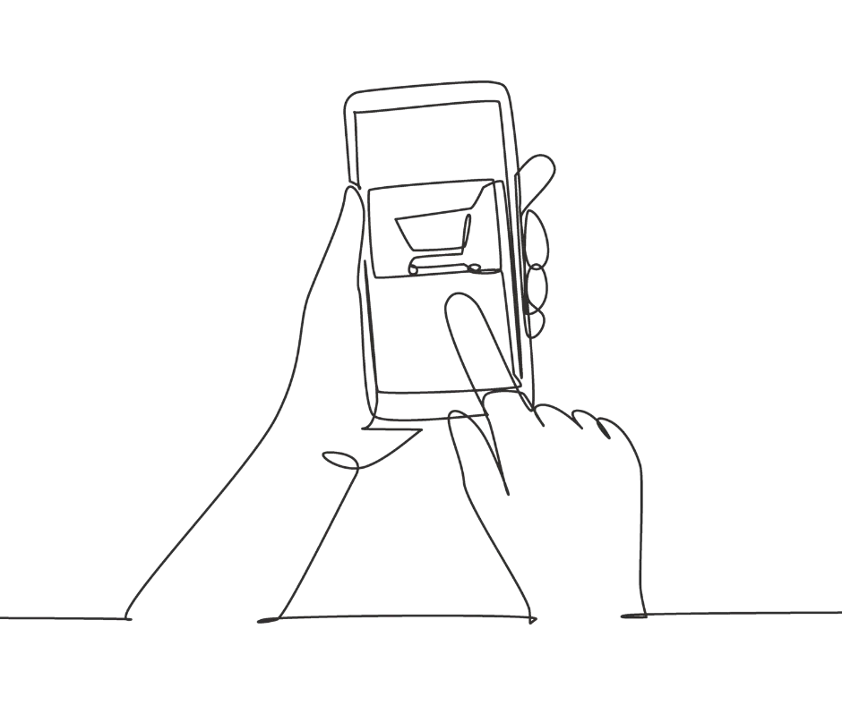 pencil drawing of a finger dialling a phone