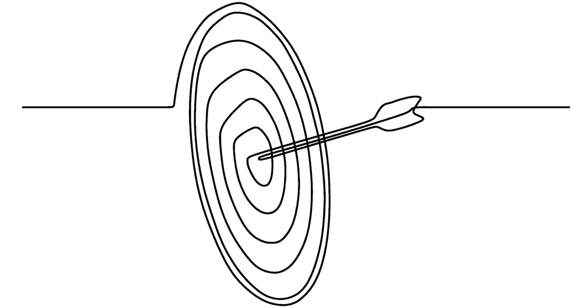 Pencil drawing of a target and arrow