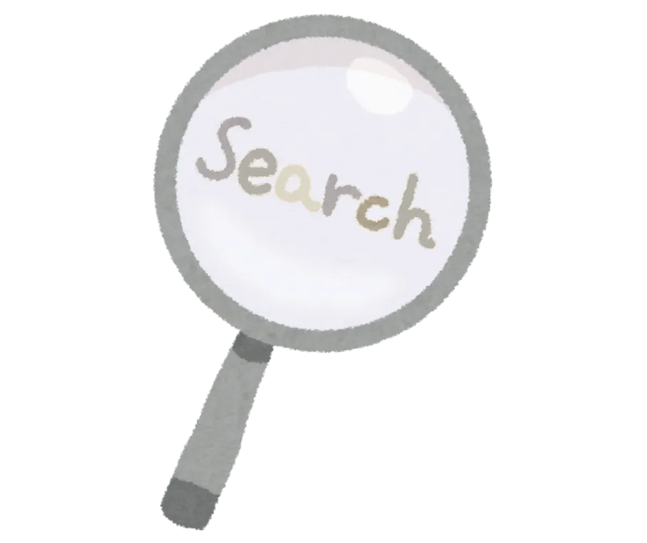 Image of a magnifying glass with search written in it