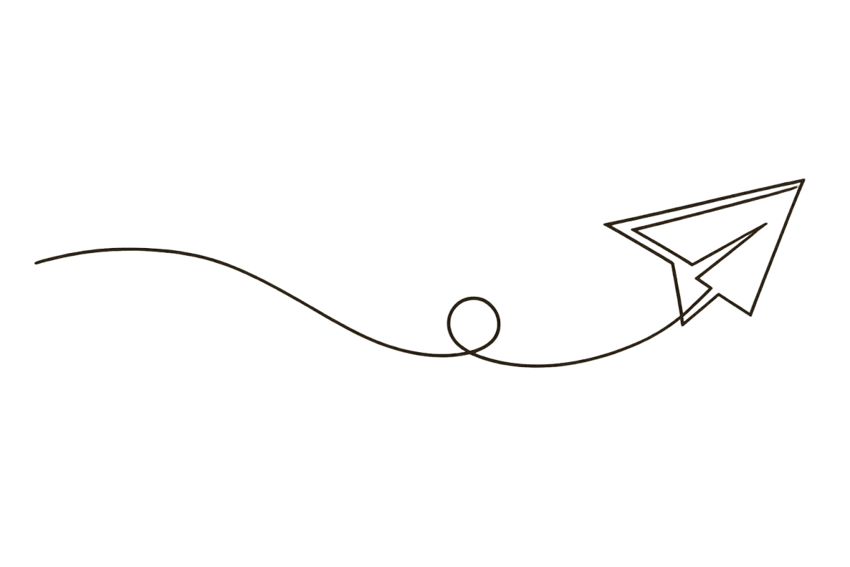 continuous line drawing of paper aeroplane