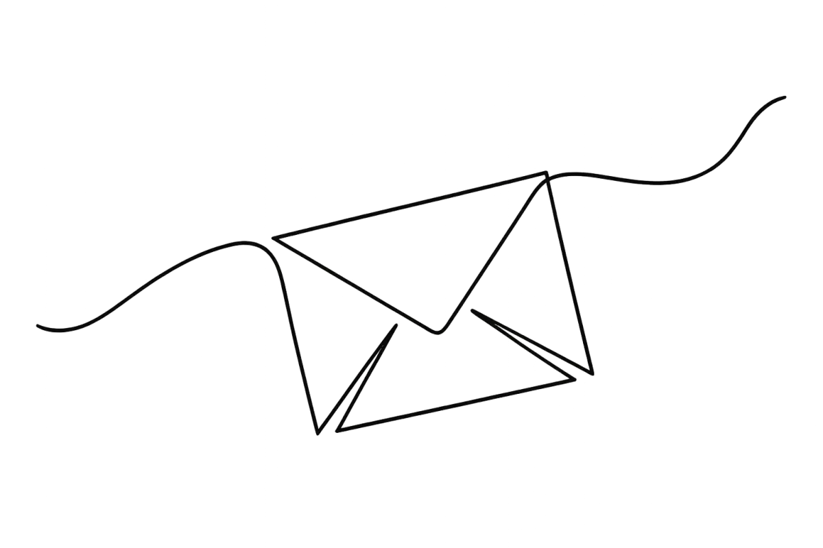 continuous line drawing of an email