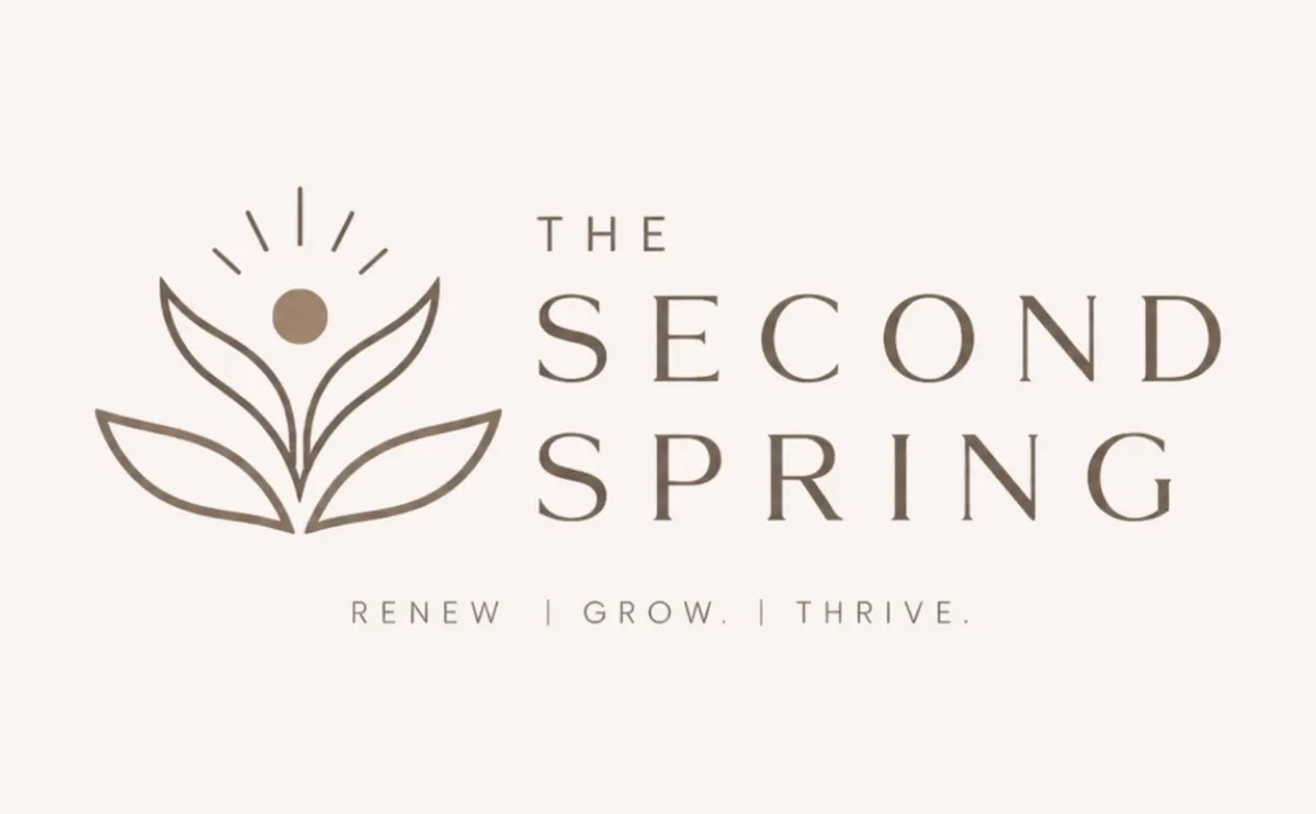 The Second Spring logo, delicate line-art botanical illustration above elegant serif typography.