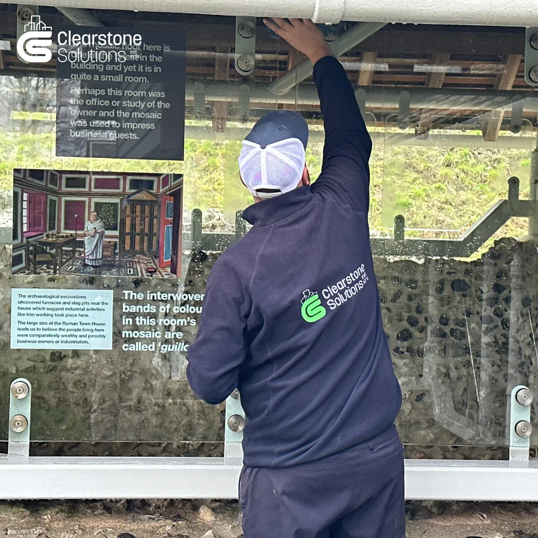 Commercial window cleaning at the Roman Town ouse in Dorchester by Clearstone Solutions Ld based in Shaftesbury since 1974. Serving Dorset, Somerset, Wiltshire and Hampshire. 