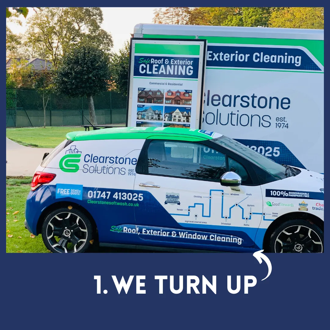 Clearstone Solutions turn up to clean the windows like this in Shaftesbury, Dorset. Serving Dorset, Somerset, Wiltshire and Hampshire.
