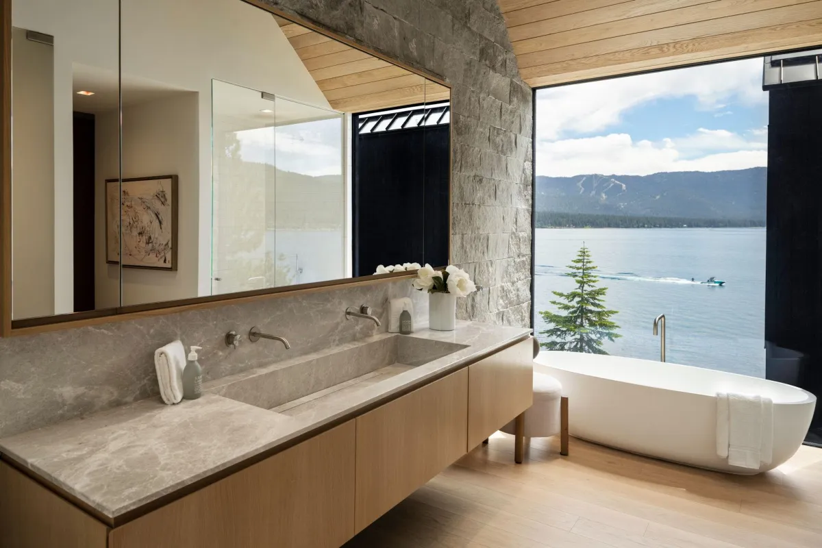 interior photography - Crystal Bay luxury home with scandinavian design - primary bathroom suite